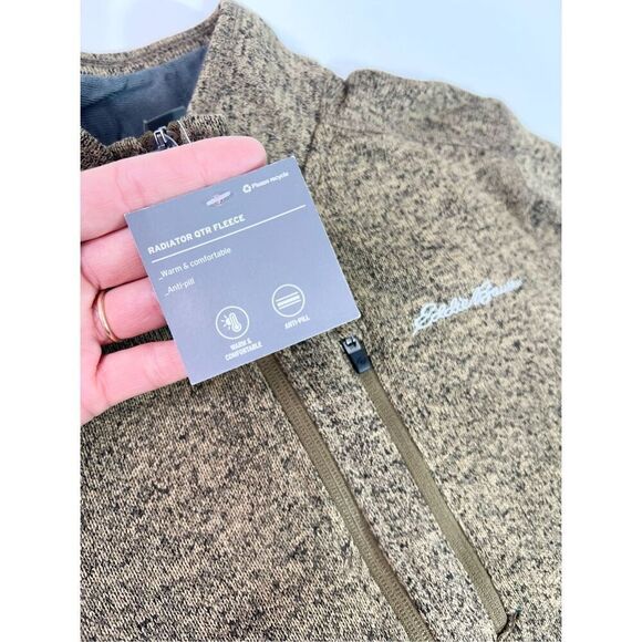 Eddie Bauer Half Zip Sweater Mens Small Brown Long Sleeve Straight Hem NWT - Picture 4 of 10